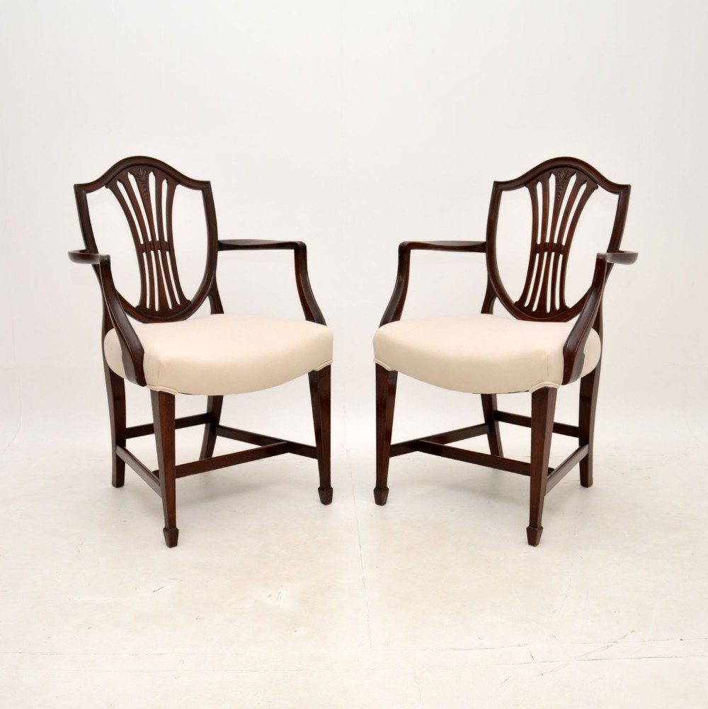 Pair of Antique Georgian Style Mahogany Carver Armchairs
