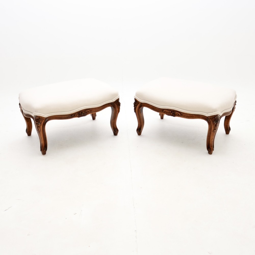 Pair of Antique French Walnut Foot Stools
