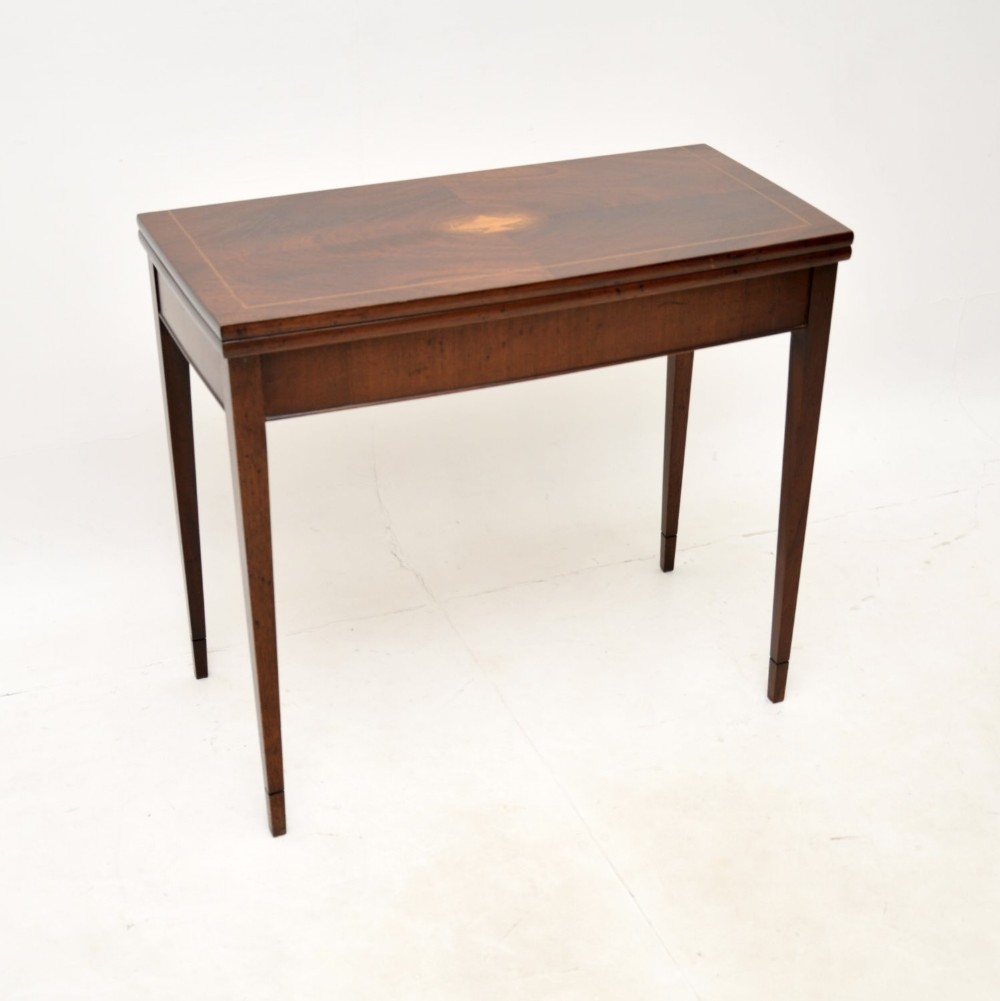 Antique Inlaid Mahogany Card / Console Table

