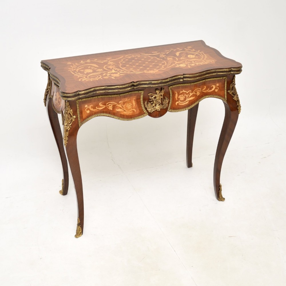 Antique French Inlaid Marquetry Card / Console Table
