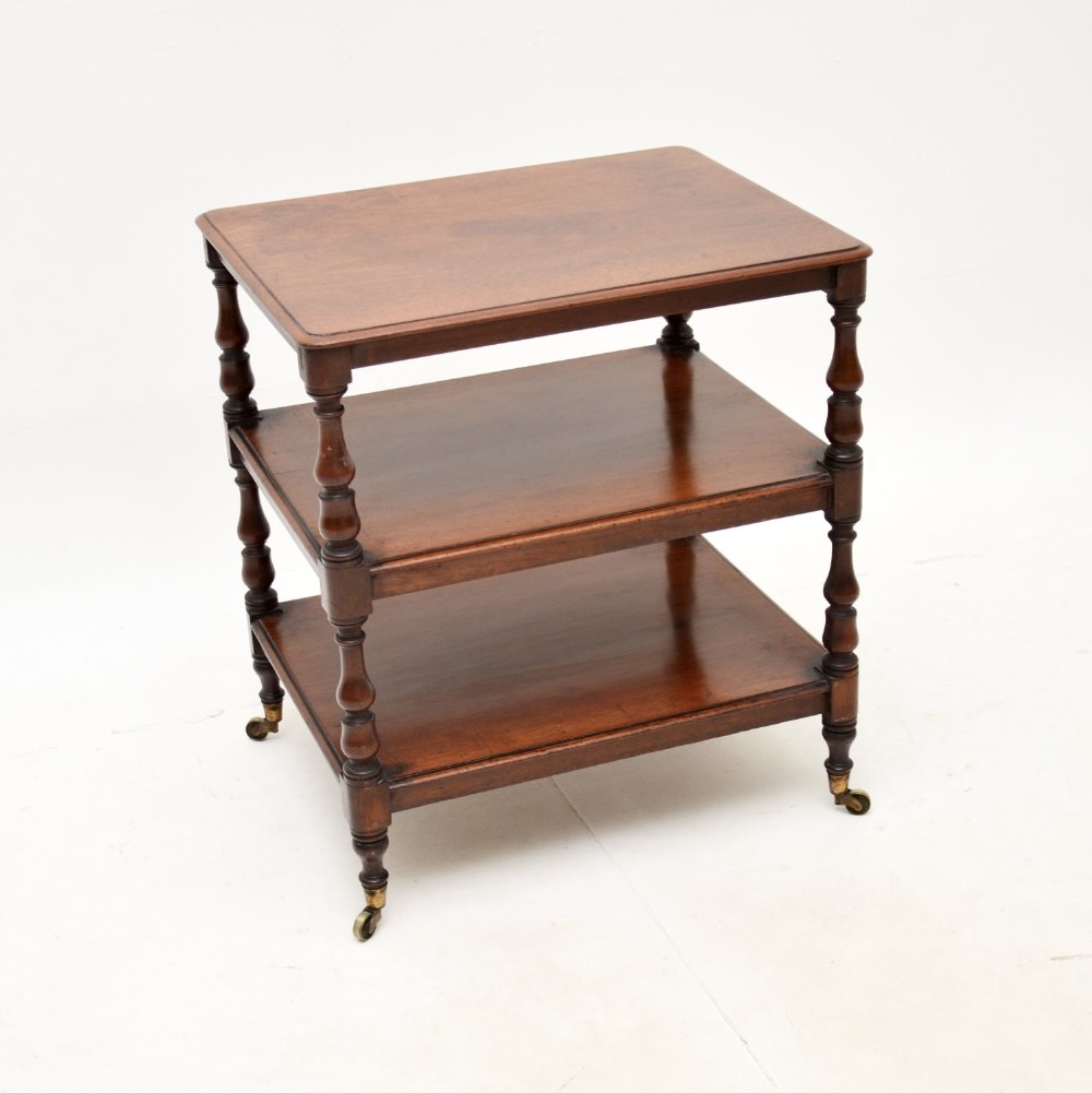 Antique Victorian Mahogany Three Tier Side Table
