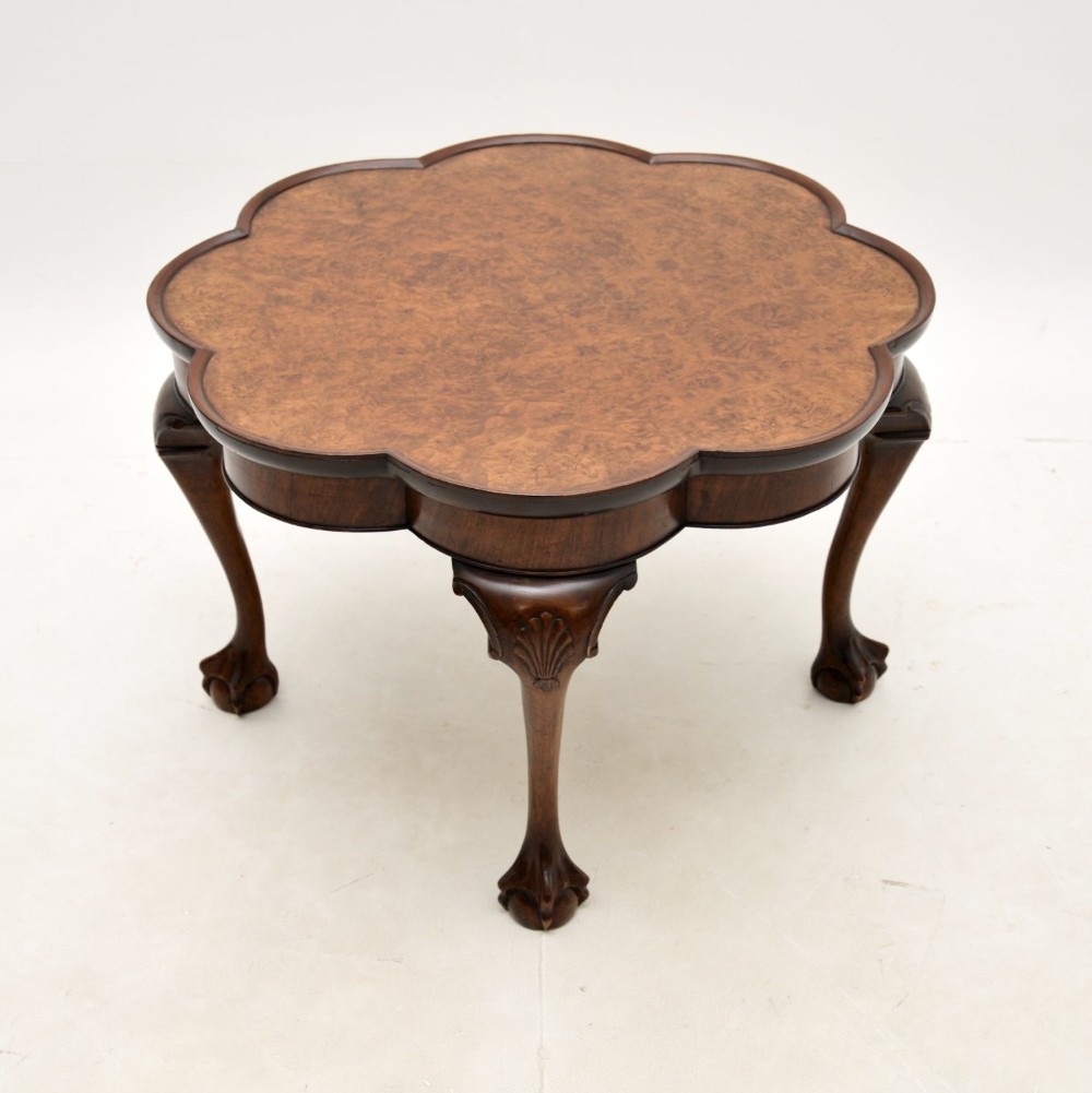 Antique Burr Walnut Pie Crust Coffee Table
