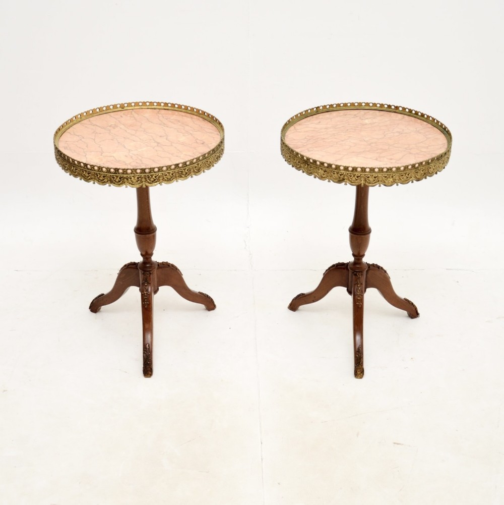 Pair of Antique Marble Top Wine Tables
