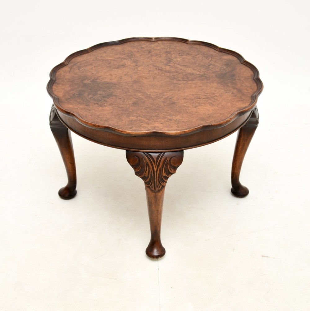 Antique Burr Walnut Pie Crust Coffee Table
