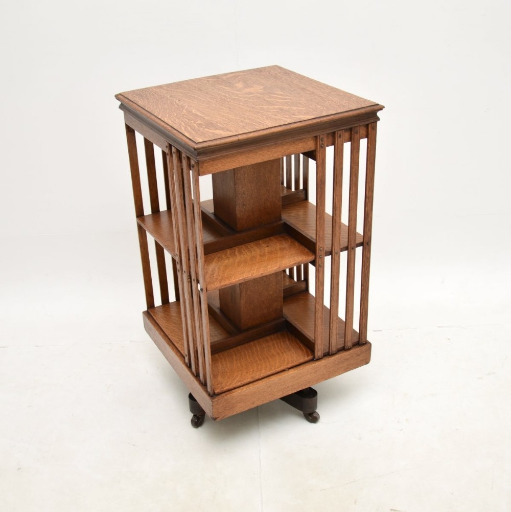 Antique Edwardian Oak Revolving Bookcase
