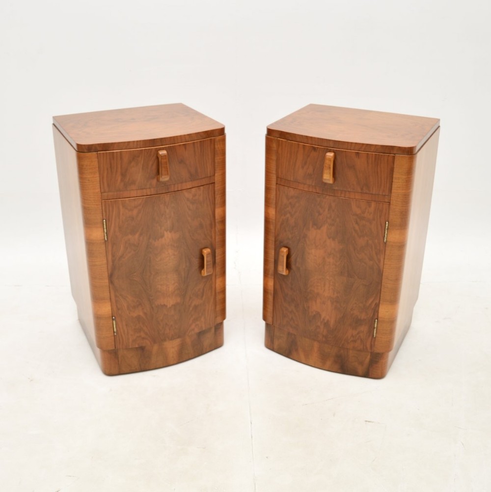 Pair of Art Deco Walnut Bedside Cabinets
