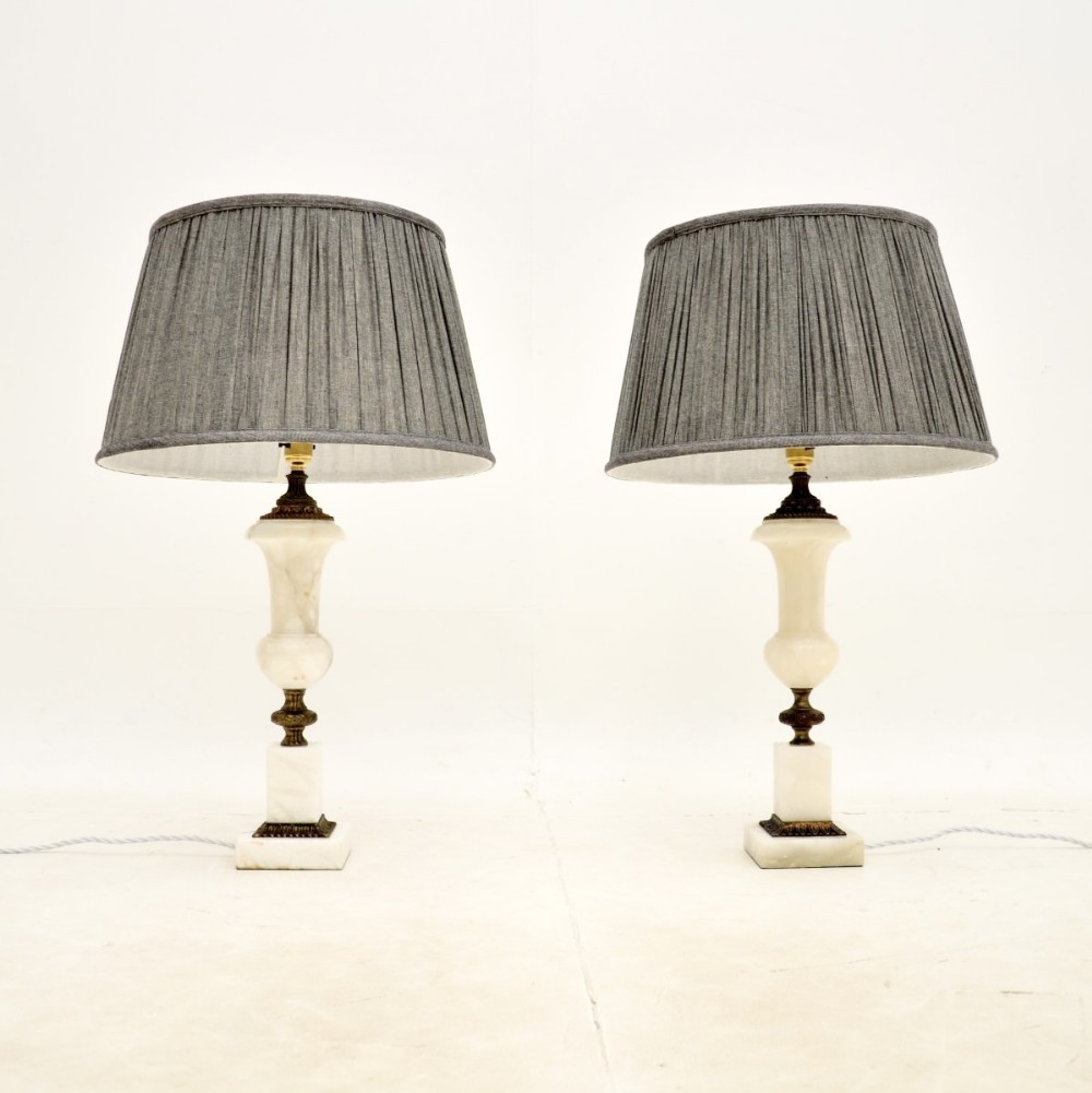 Pair of Antique Alabaster Table Lamps
