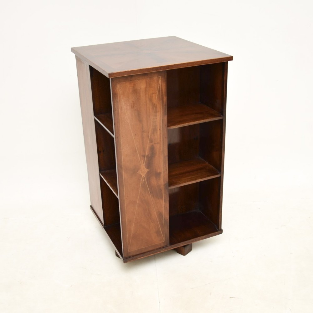 Antique Edwardian Inlaid Mahogany Revolving Bookcase
