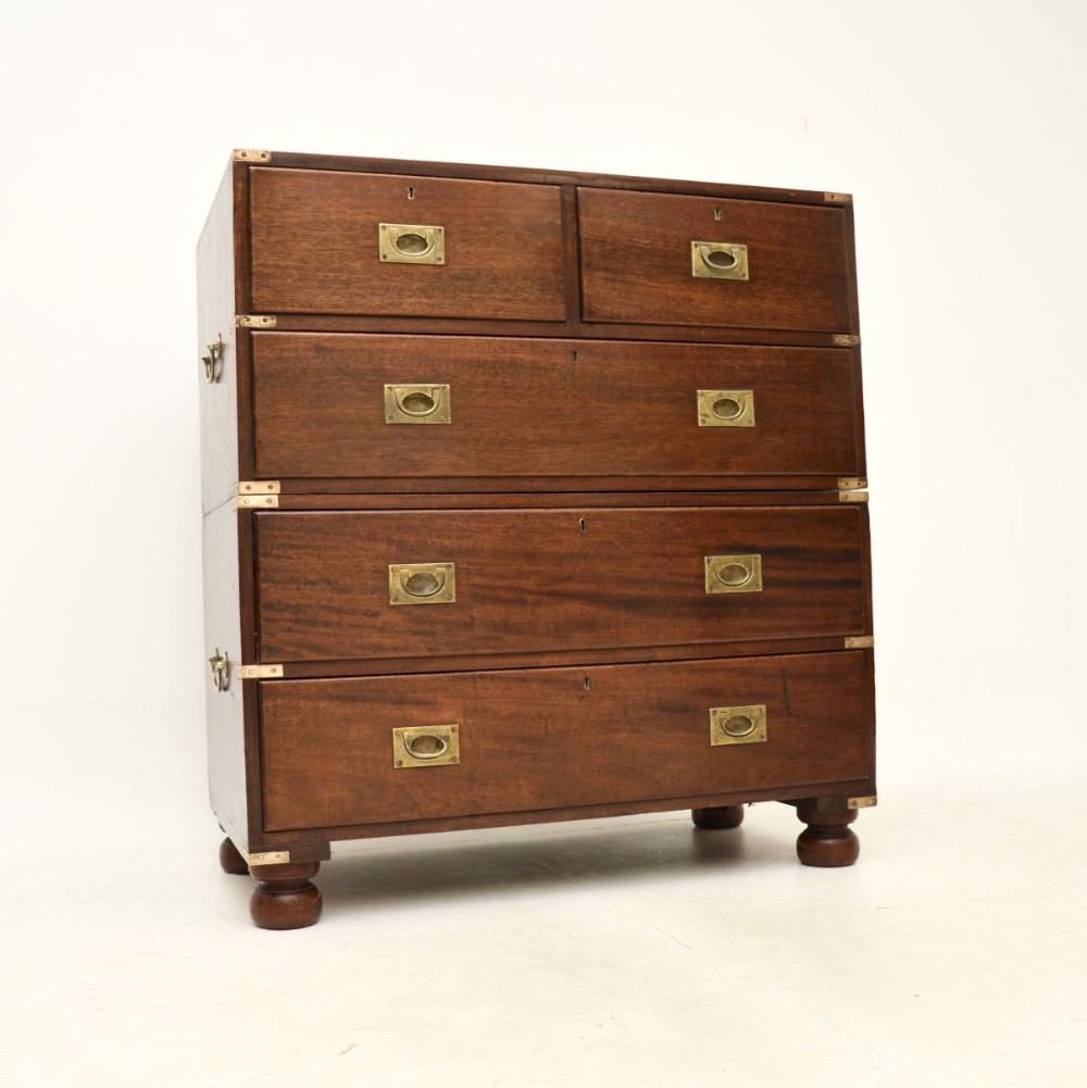 Antique Mahogany Military Campaign Chest of Drawers
