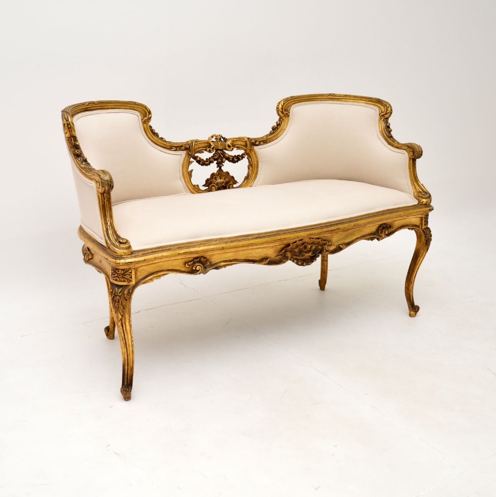 Antique French Carved Gilt Wood Settee
