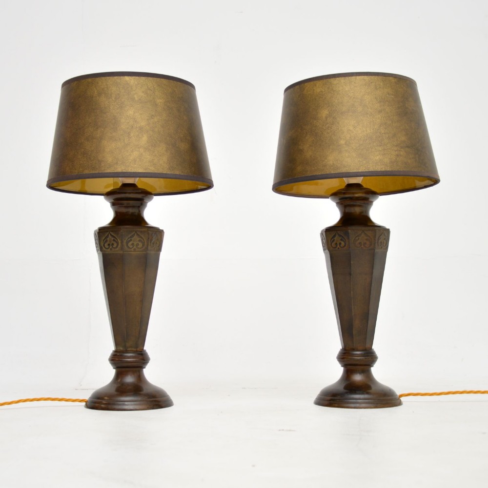 Pair of Antique Neoclassical Style Bronze Table Lamps
