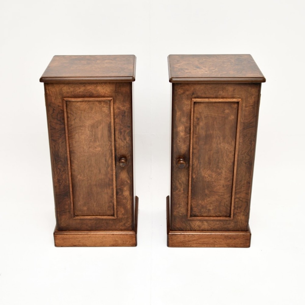 Pair of Antique Burr Walnut Bedside Cabinets
