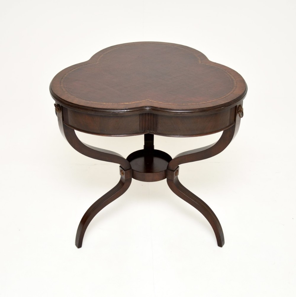 Antique Mahogany Leather Top Occasional Table
