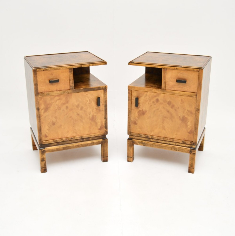 Pair of Swedish Art Deco Bedside Cabinets in Satin Birch
