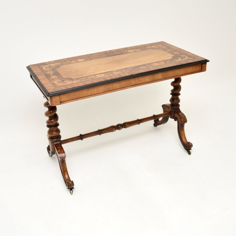 Antique Victorian Inlaid Marquetry Library Table / Desk
