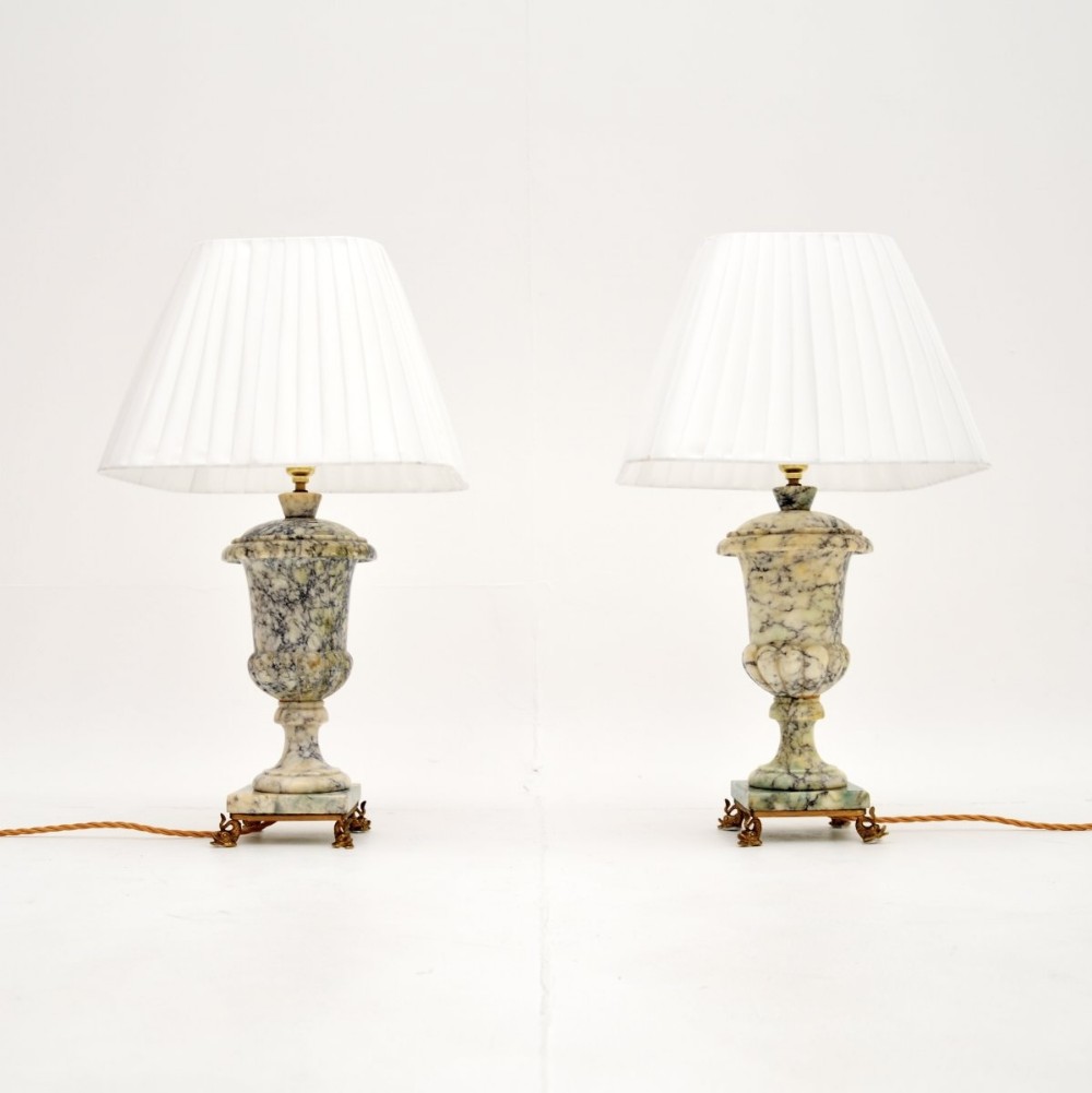 Pair of Antique Marble Table Lamps
