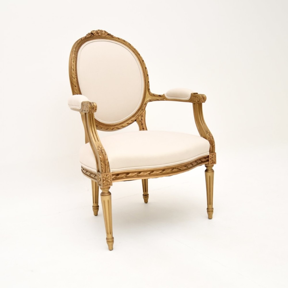 Antique French Giltwood Salon Chair
