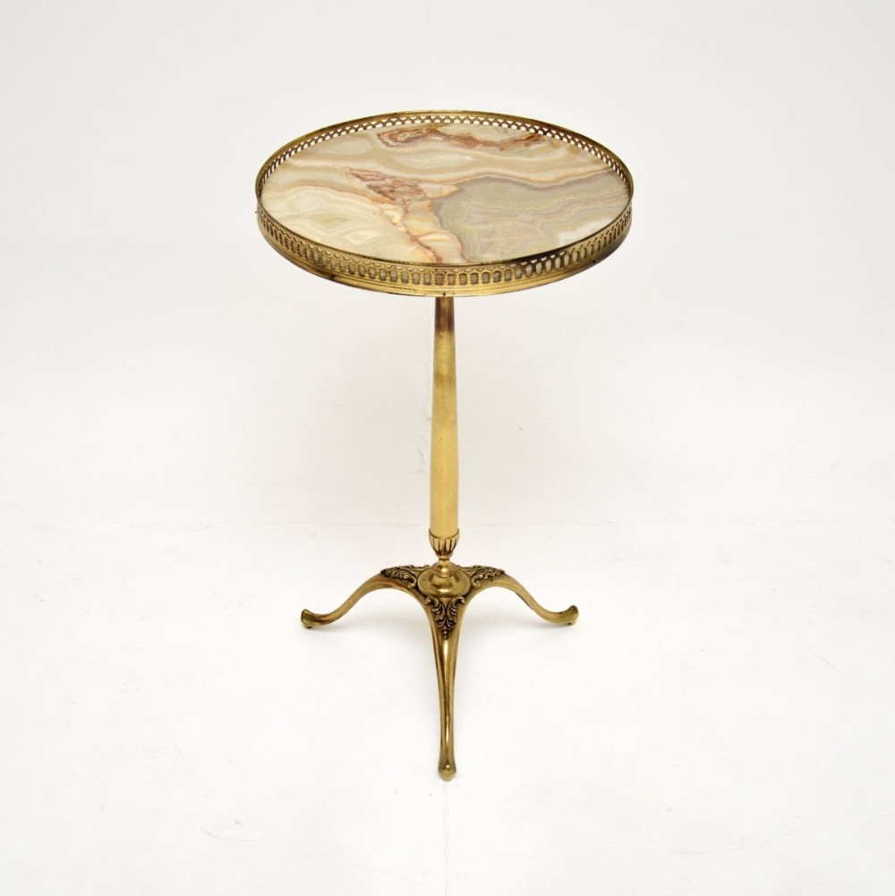 Antique French Brass and Onyx Side Table
