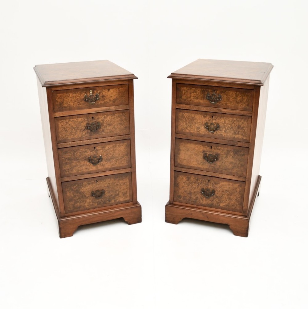 Pair of Antique Burr Walnut Bedside Chests
