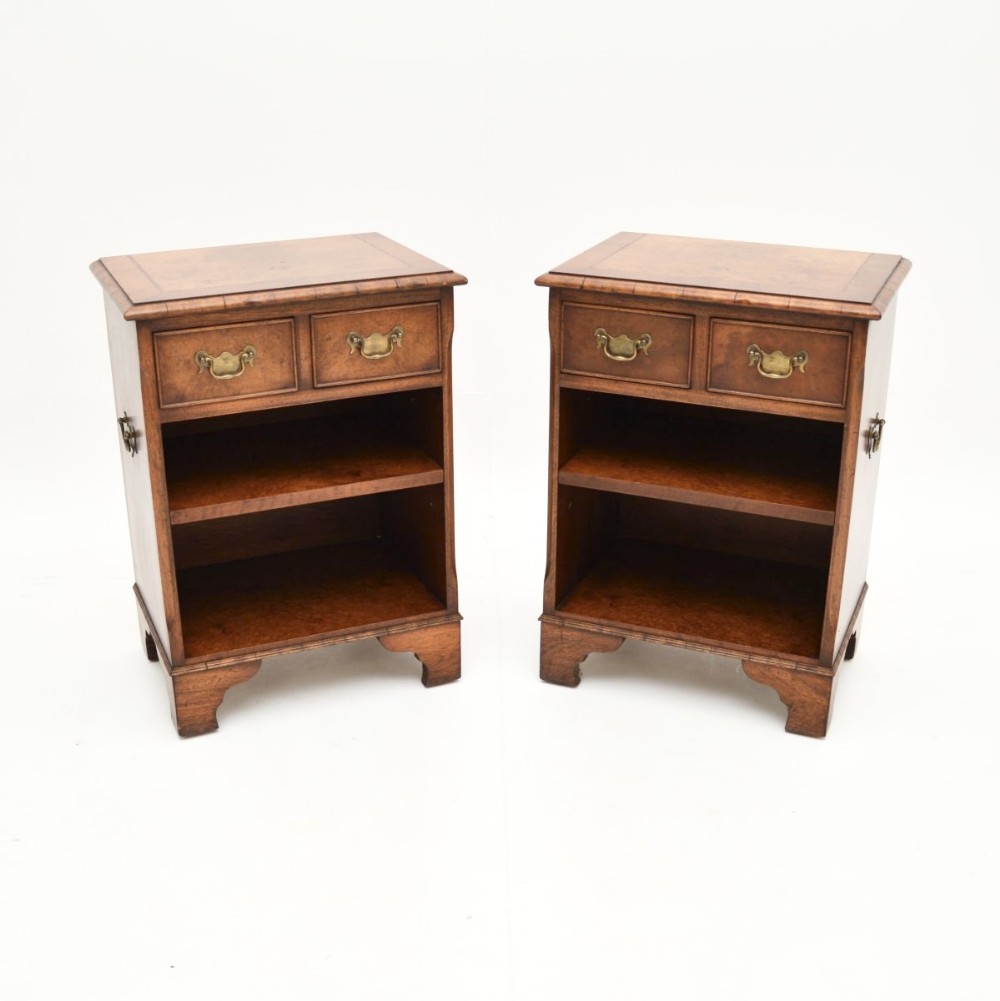 Pair of Antique Burr Walnut Bedside Cabinets
