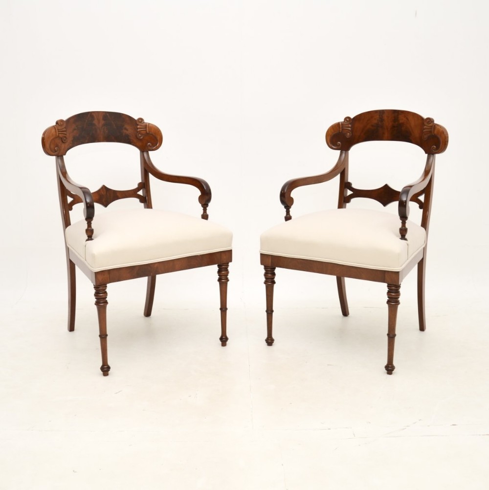 Pair of Antique Swedish Mahogany Armchairs
