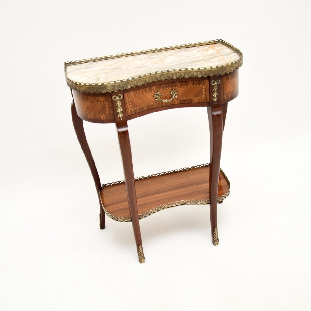 Antique French Marble Top Kidney Side Table
