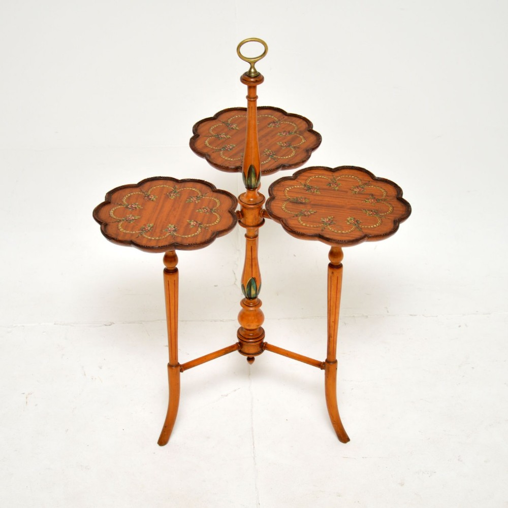 Antique Edwardian Painted Satin Wood Cake Stand

