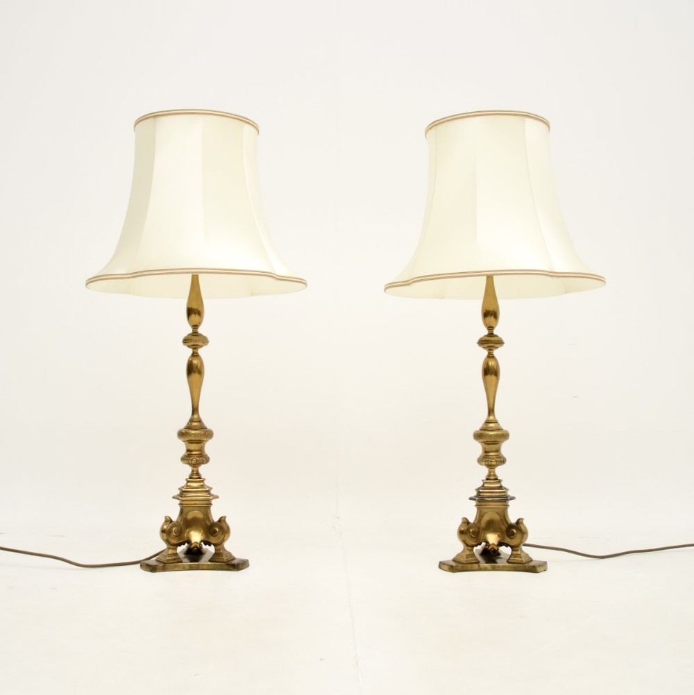 Pair of Antique Brass Table Lamps
