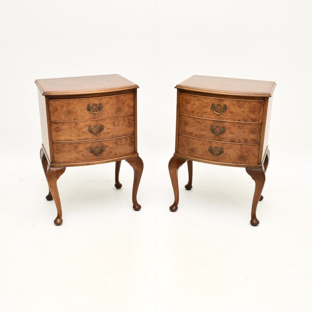 Pair of Antique Burr Walnut Bedside Chests
