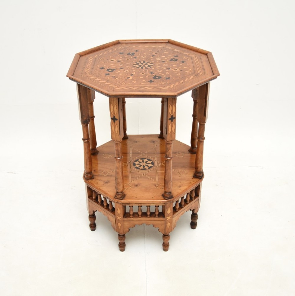 Antique Inlaid Olive Wood Occasional Side Table
