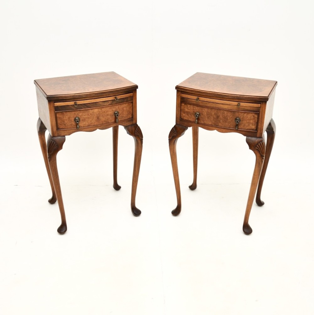 Pair of Antique Burr Walnut Bedside Tables
