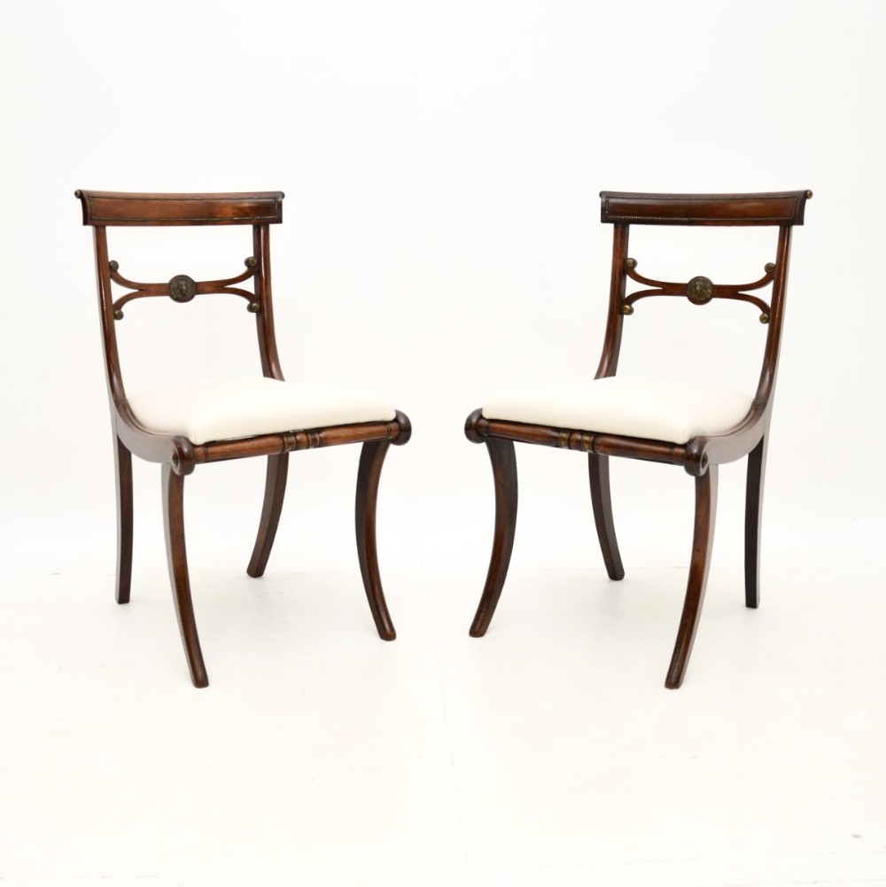 Pair of Antique Regency Period Mahogany Side Chairs
