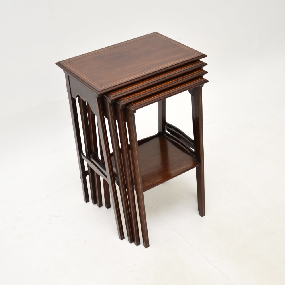 Antique Edwardian Inlaid Mahogany Nest of Four Tables
