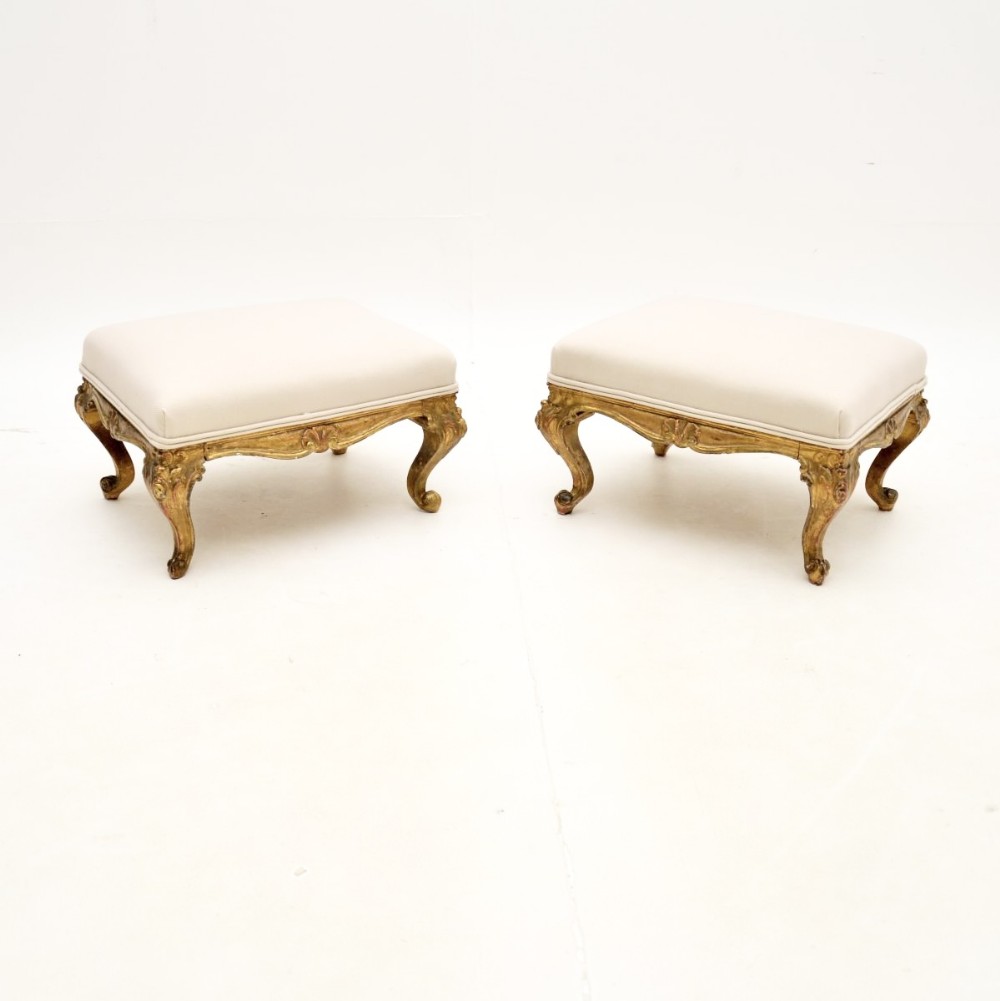 Pair of Antique French Giltwood Foot Stools
