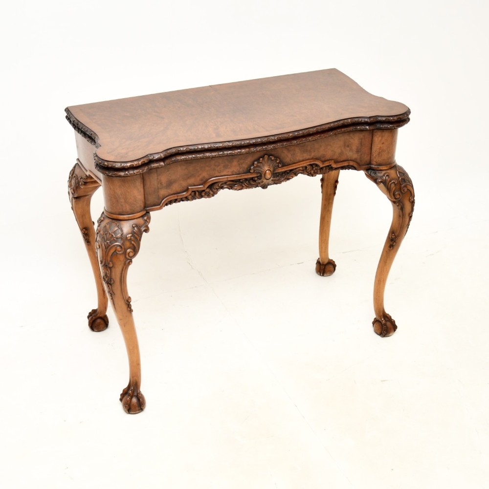 Antique Burr Walnut Card Table
