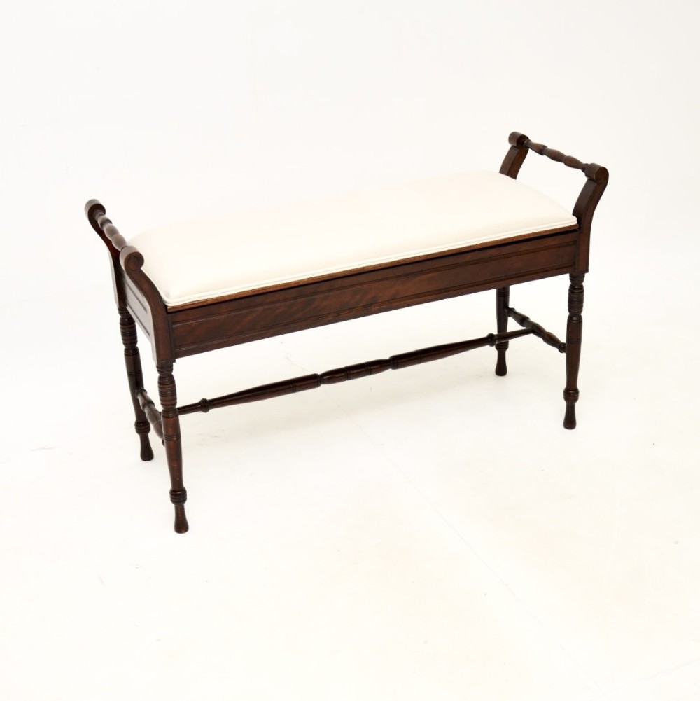 Antique Victorian Mahogany Duet Piano Stool
