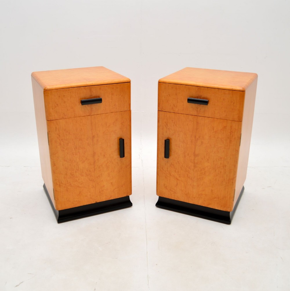 Pair of Art Deco Birds Eye Maple Bedside Cabinets
