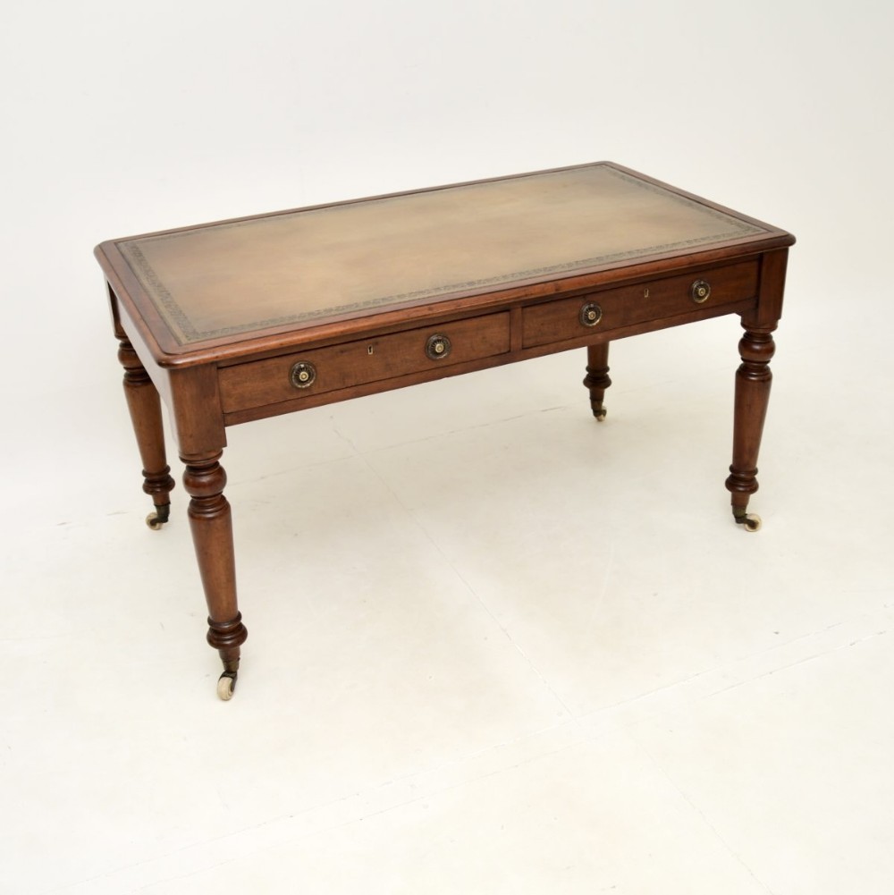 Antique Victorian Mahogany Leather Top Writing Table

