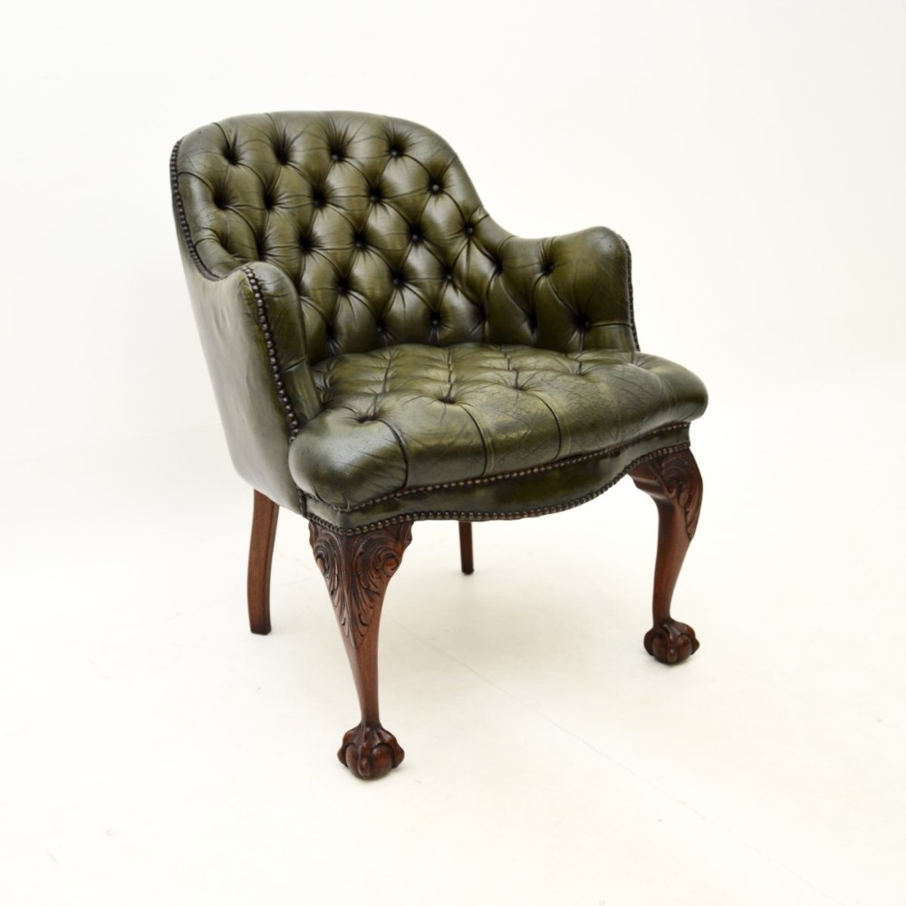 Antique Leather Desk Chair / Armchair
