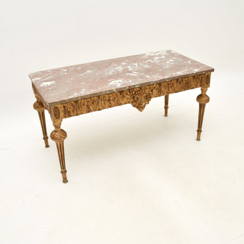 Antique French Giltwood Marble Top Coffee Table