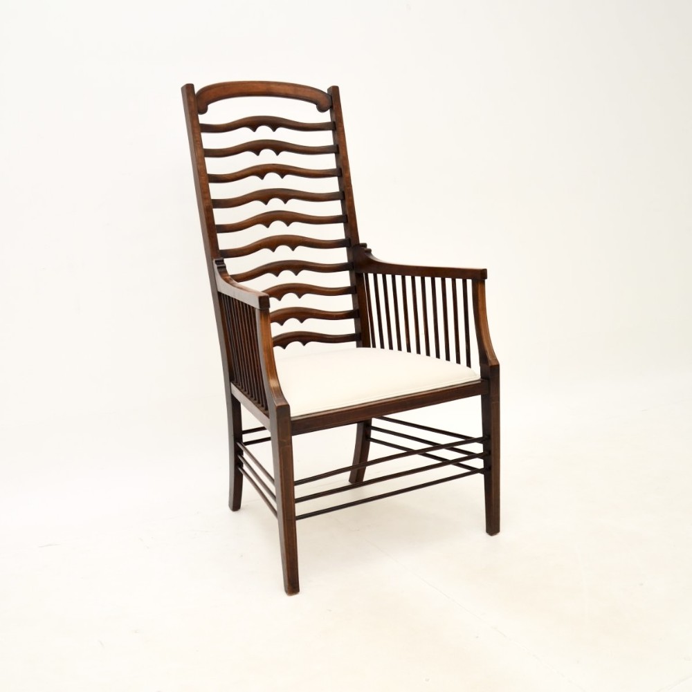 Antique Edwardian Inlaid Mahogany Armchair
