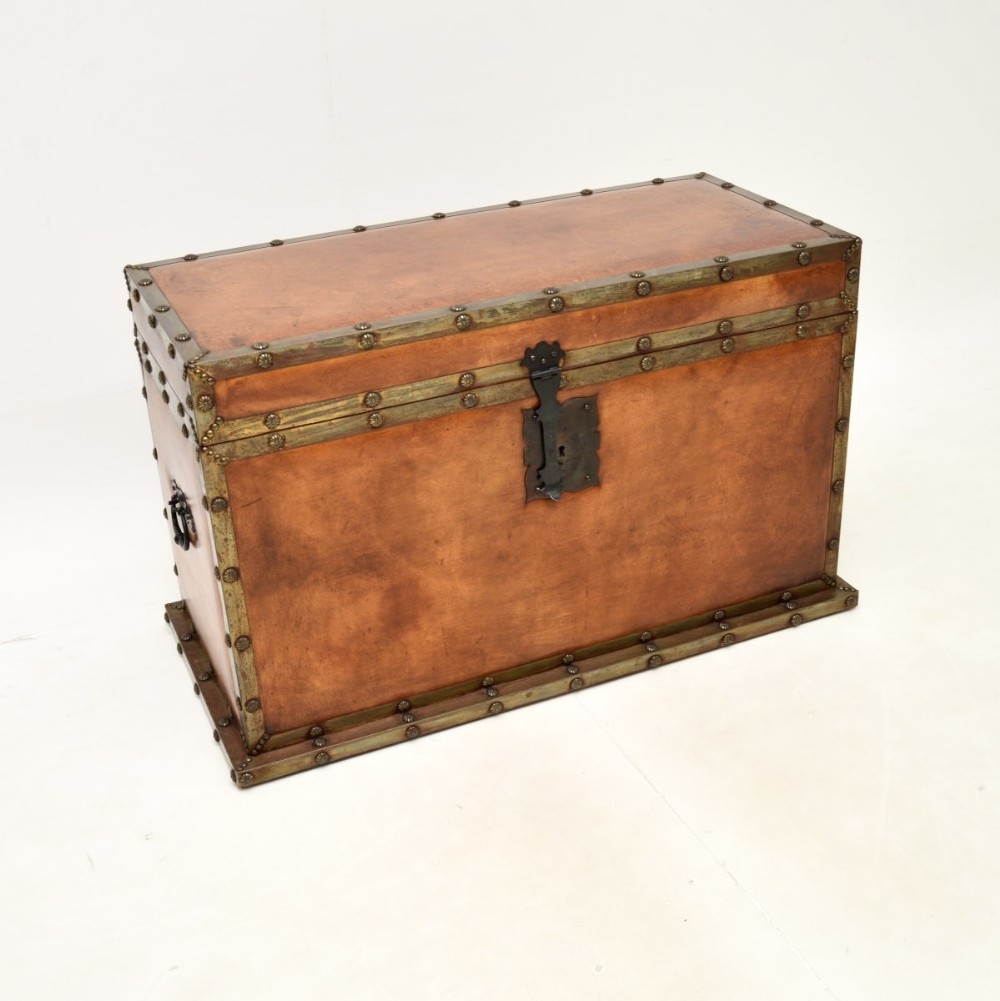 Antique Leather Bound Trunk / Blanket Chest
