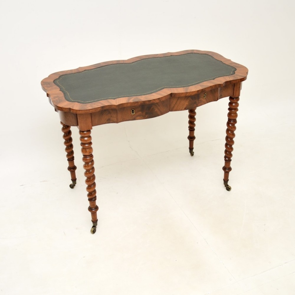 Antique Swedish Mahogany Barley Twist Leg Writing Table
