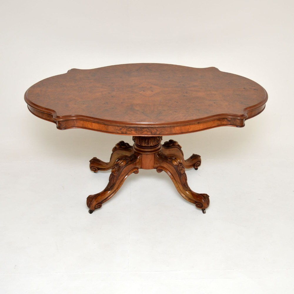 Antique Victorian Burr Walnut Dining Table
