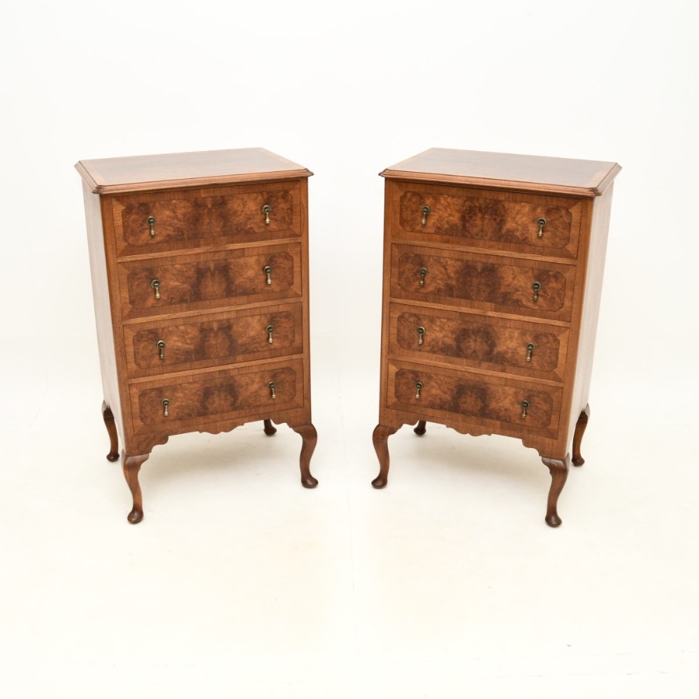 Pair of Antique Burr Walnut Chest of Drawers
