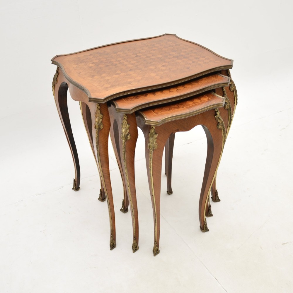 Antique French Inlaid Parquetry Nest of 3 Tables
