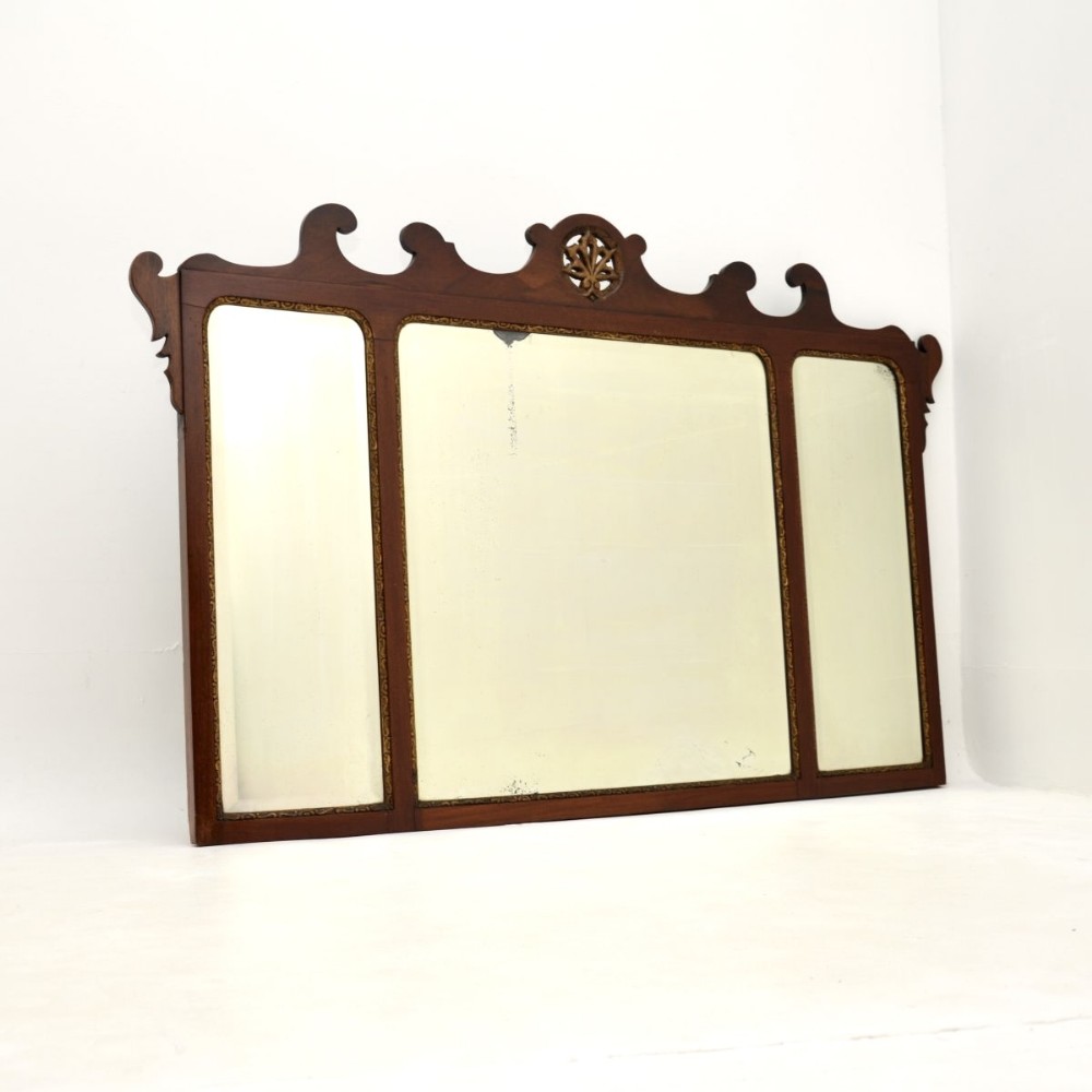 Antique Mahogany and Parcel Gilt Overmantle Mirror
