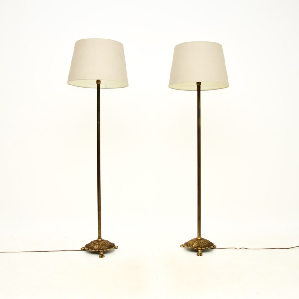 Pair of Antique Brass Floor Lamps

