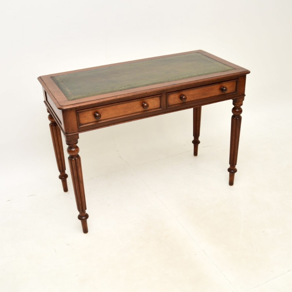 Antique Victorian Mahogany Leather Top Writing Table
