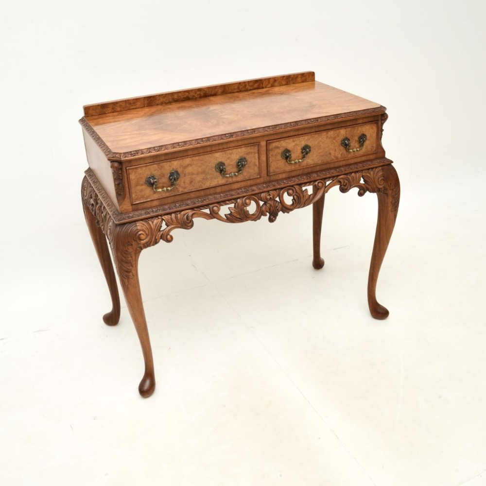 Antique Burr Walnut Console Side Table
